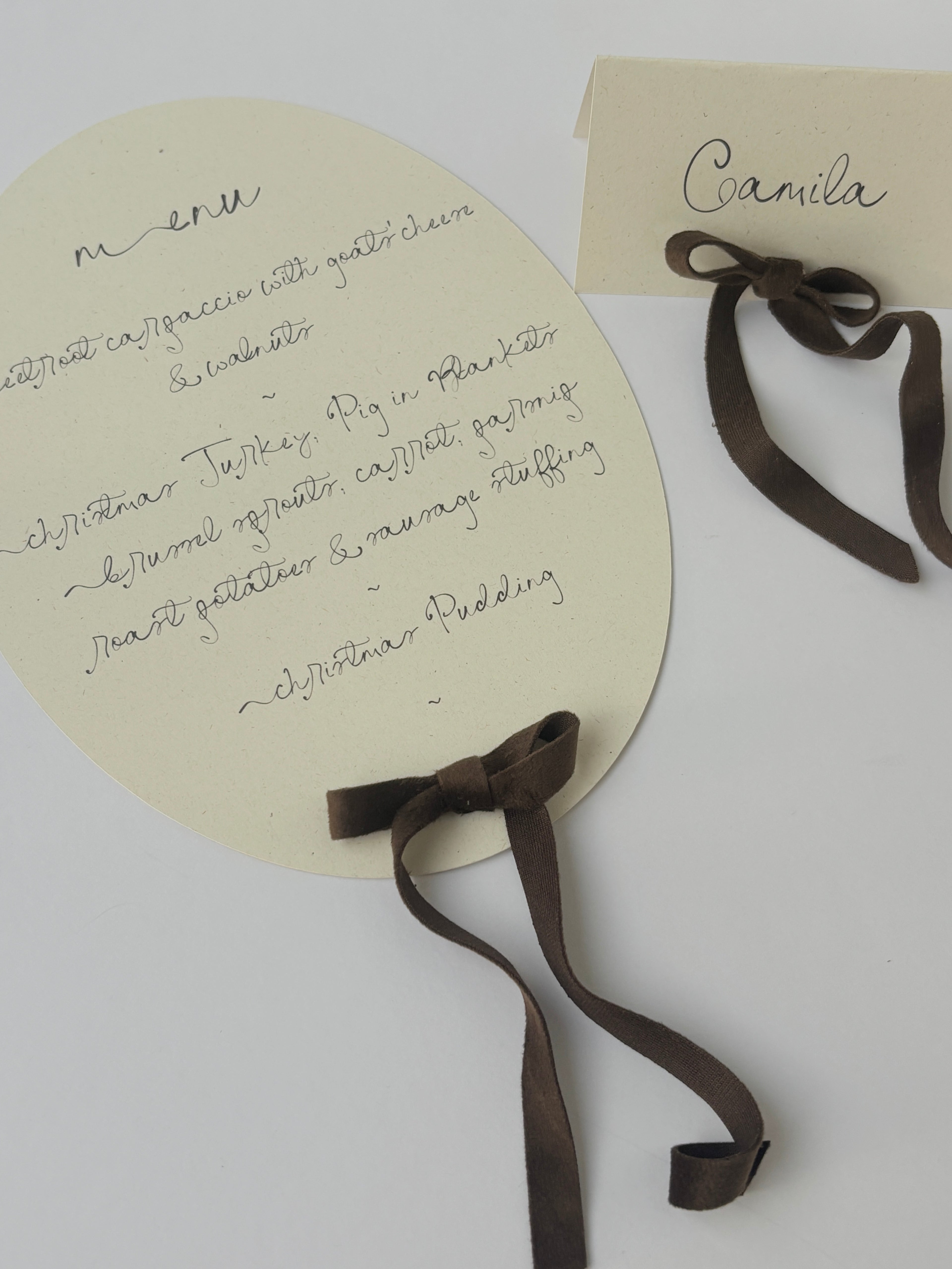 MENUS WITH VELVET BOW (PACK OF 6)