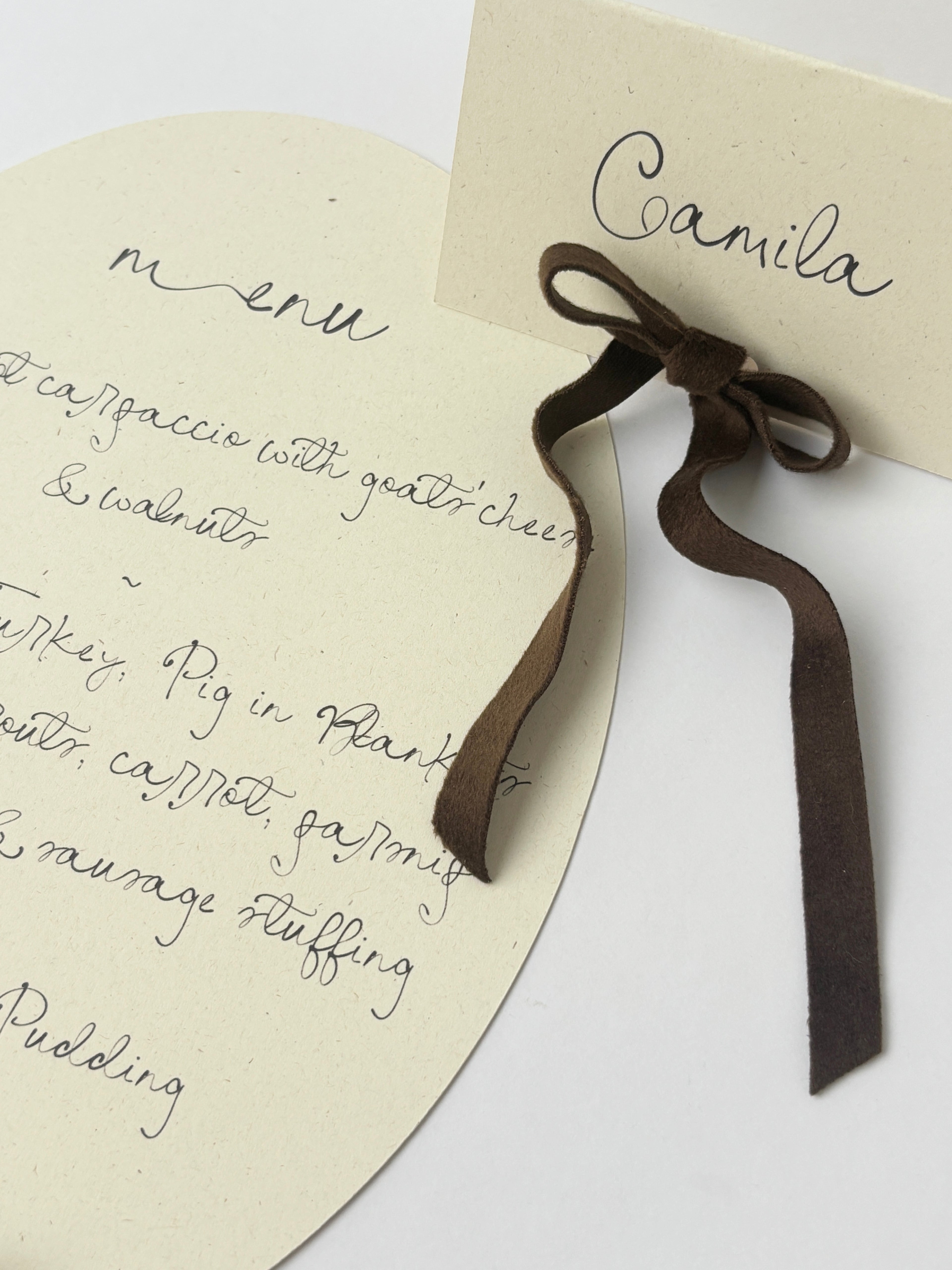 MENUS WITH VELVET BOW (PACK OF 6)