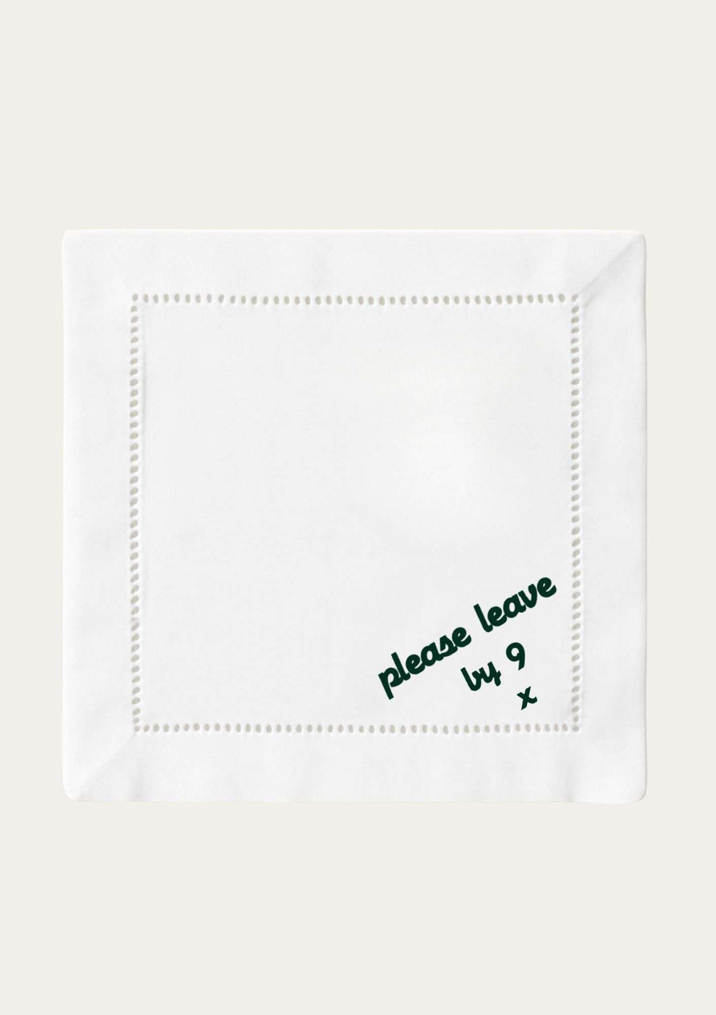 Please leave by 9 cocktail napkins