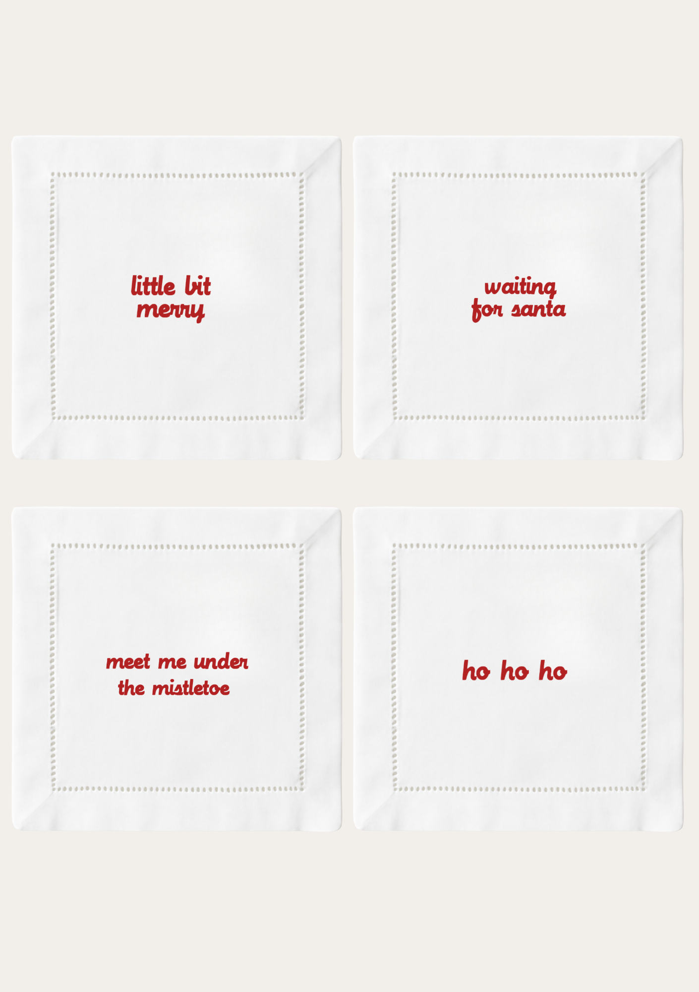CHRISTMAS EMBROIDERED COCKTAIL NAPKINS