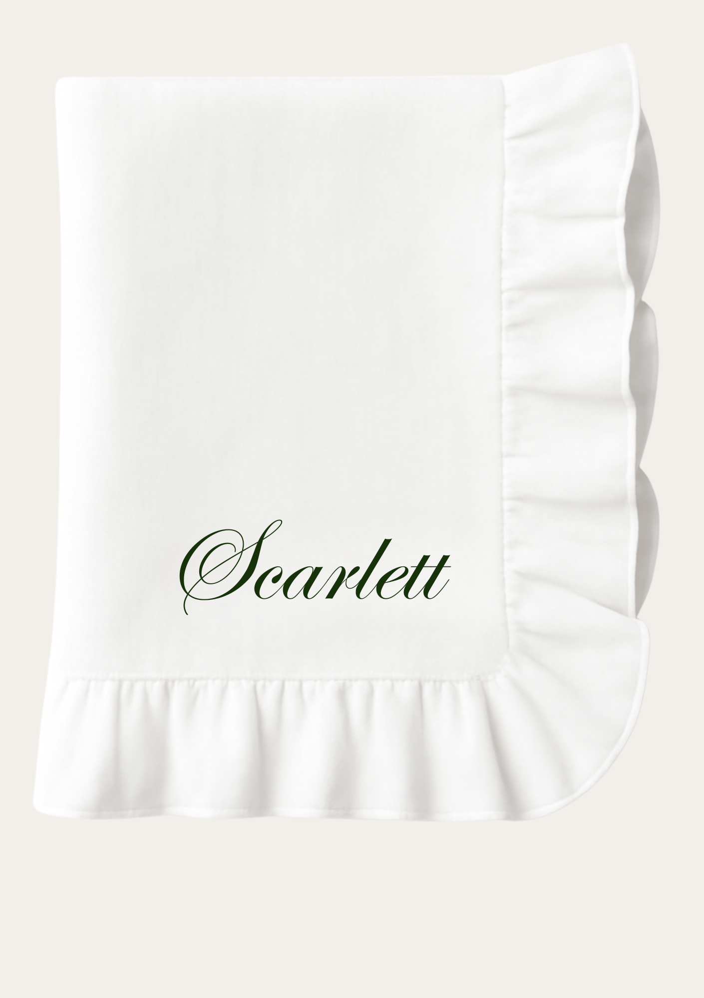 PERSONALISED FRILLY EMBROIDERED DINNER NAPKIN