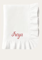 PERSONALISED FRILLY EMBROIDERED DINNER NAPKIN