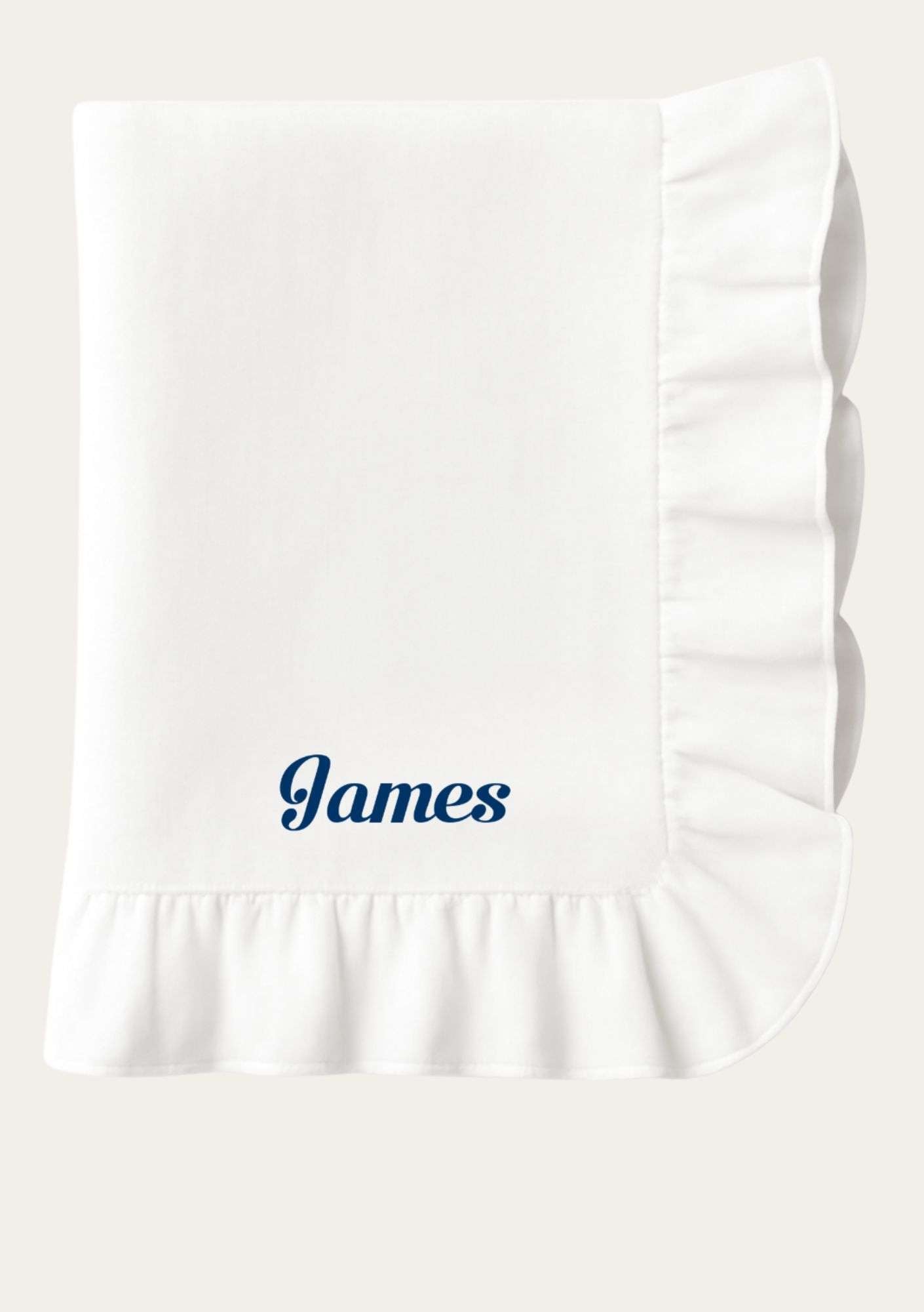 PERSONALISED FRILLY EMBROIDERED DINNER NAPKIN