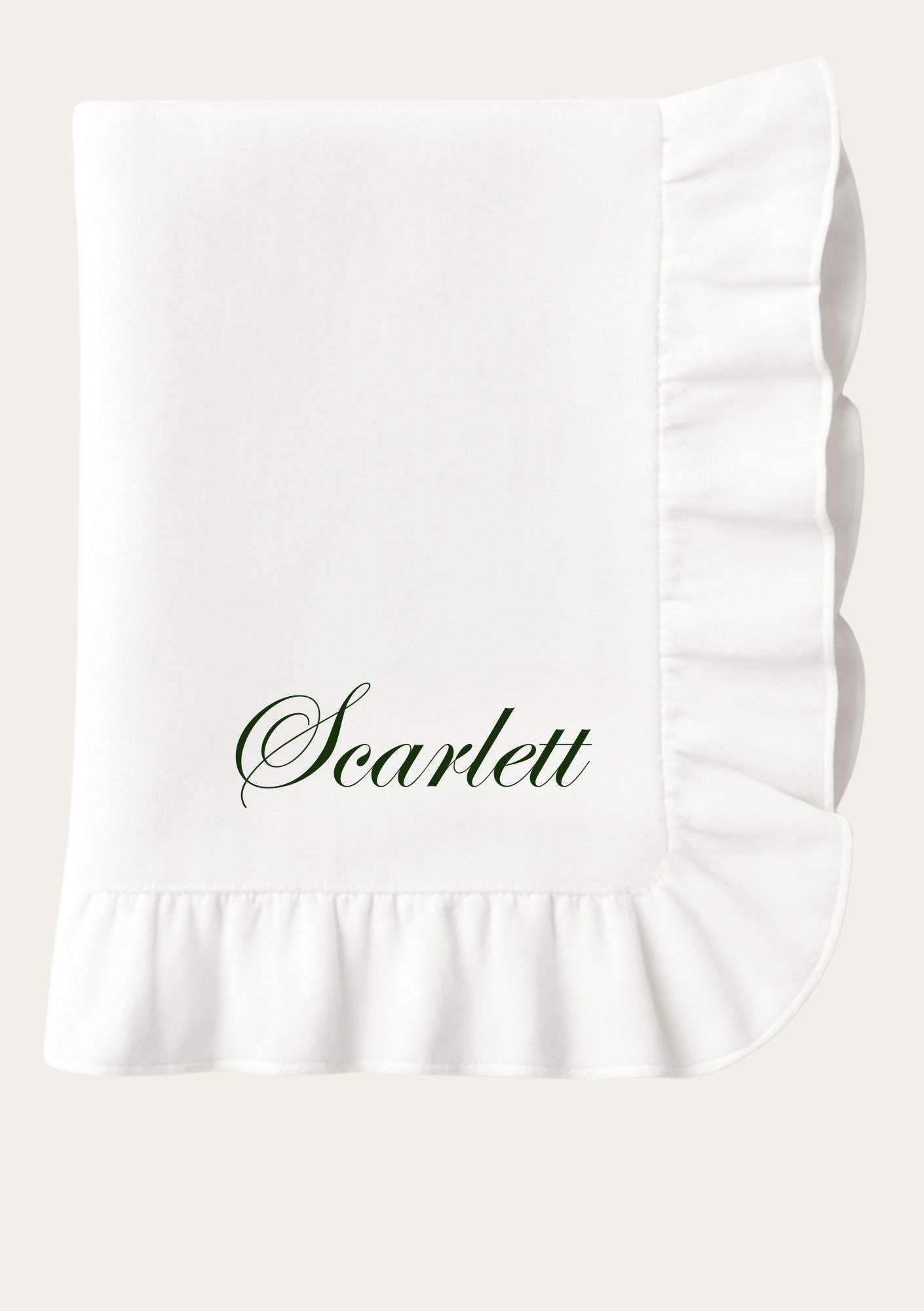 PERSONALISED FRILLY EMBROIDERED DINNER NAPKIN