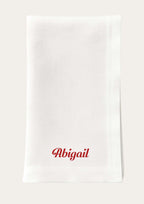 Personalised embroidered white square edge napkin