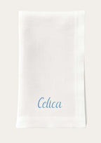 Personalised embroidered square edge white napkin 