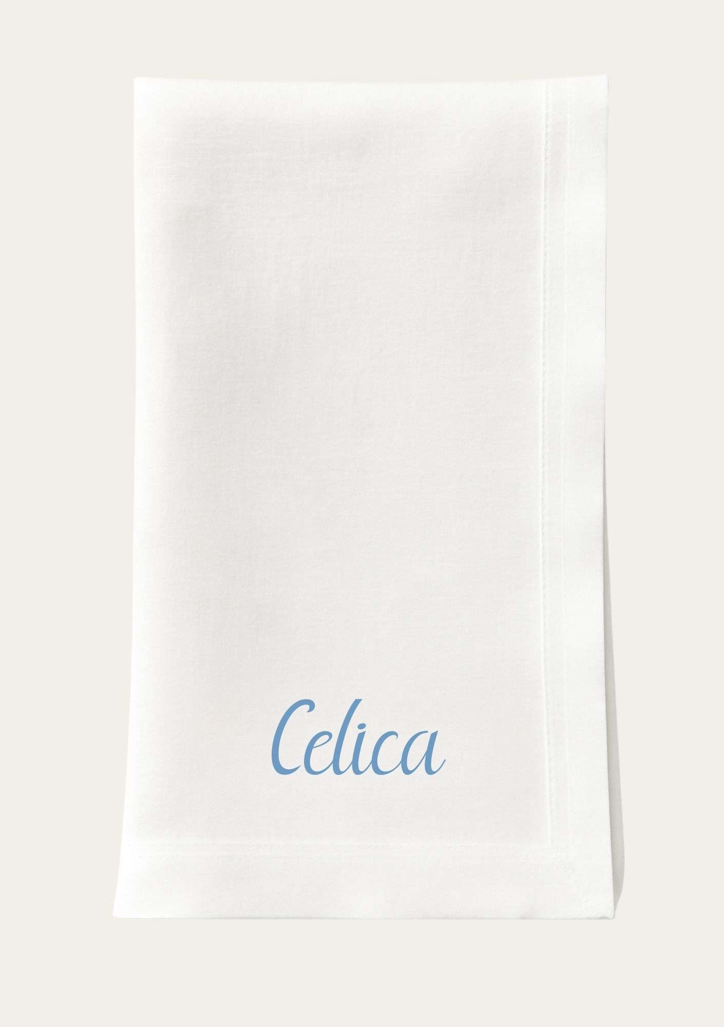 Personalised embroidered square edge white napkin 