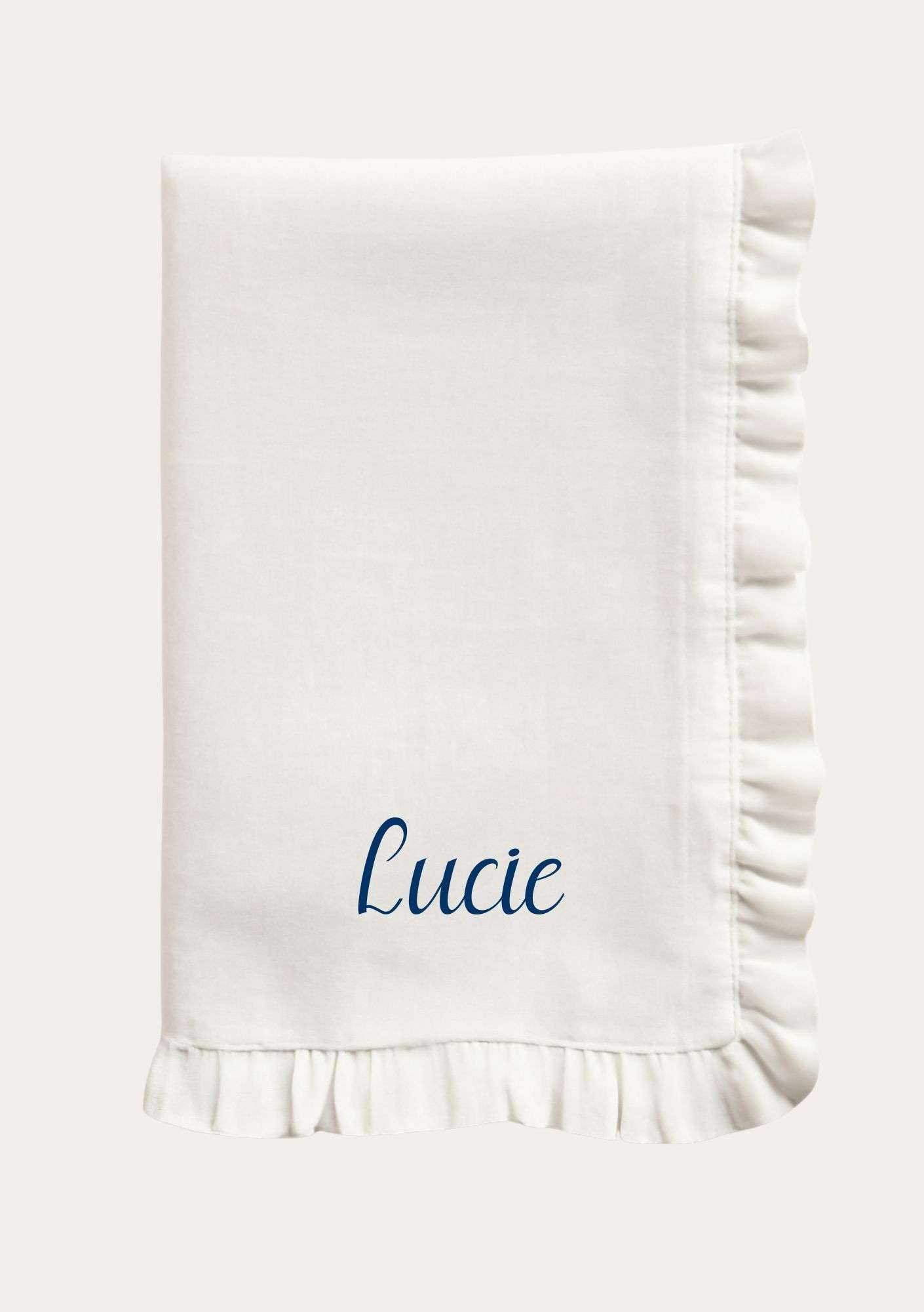 Personalised embroidered ruffle napkin
