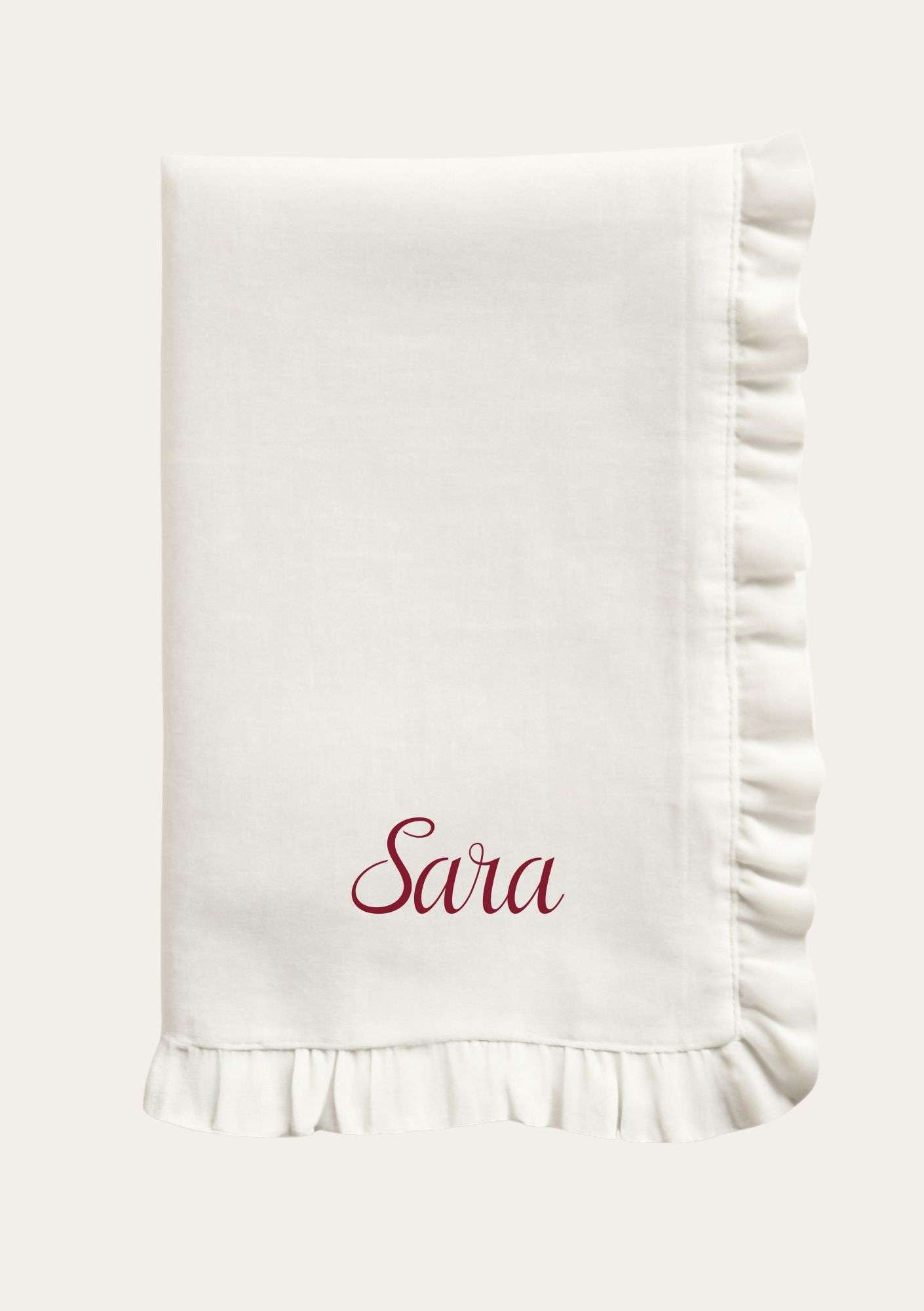 Personalised embroidered ruffle napkin