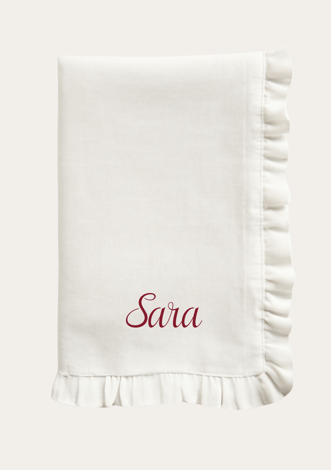 PERSONALISED RUFFLE EMBROIDERED DINNER NAPKIN